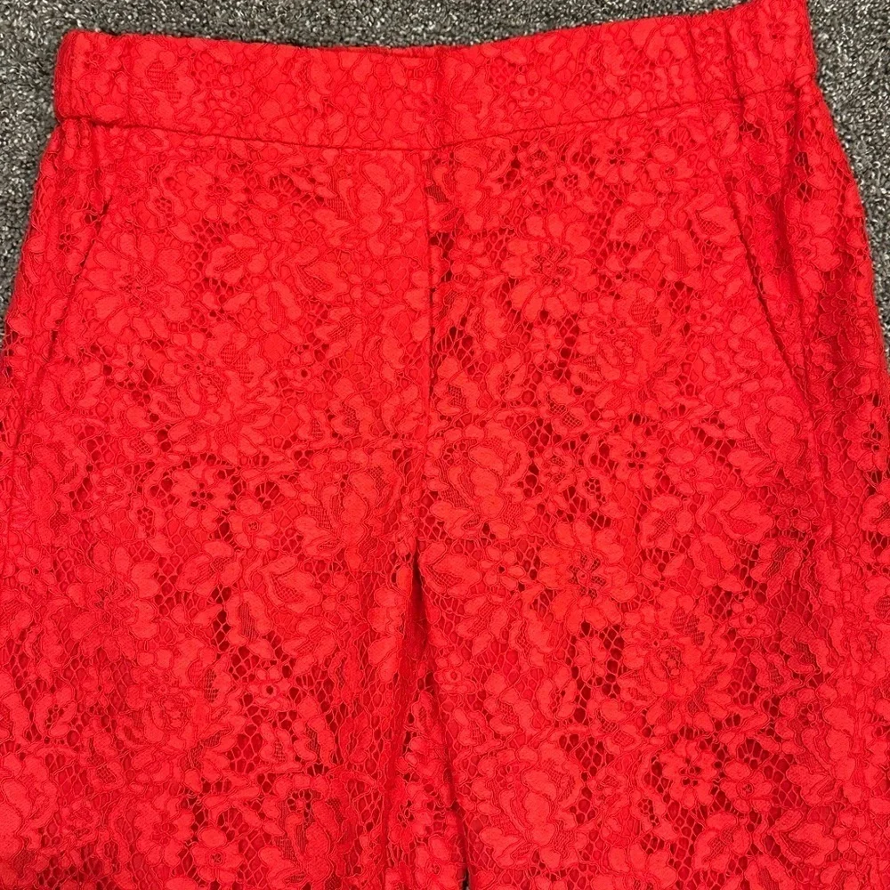 J. Crew Red Floral Lace Easy Ankle Pant Size 6